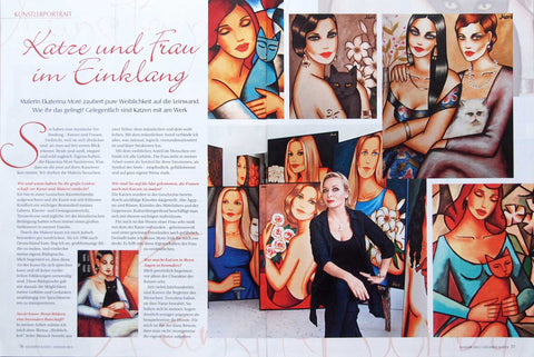 "Geliebte Katze" Magazin - Frau mit Katze in der Kunst von Ekaterina Moré – sinnliche Frauenporträts mit symbolischer Tierbegleitung