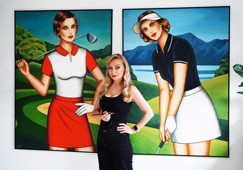 Golfbilder Kunst im modernen Art Deco Stil "Feminine Glamourism"
