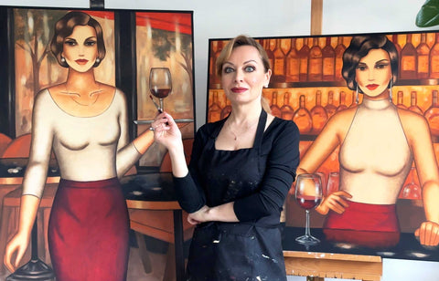 Kunst trifft Wein - exklusive Art Deco Originalgemälde von Ekaterina Moré