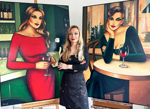 Weingenuss in der Kunst - moderne Frauenporträts von Ekaterina Moré