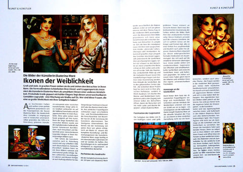 Die Zeitschrift „Der Kunsthandel“ porträtiert Ekaterina Morés Frauenbilder als kraftvolle Ikonen