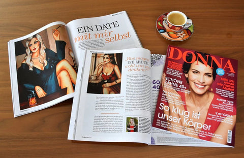 Ekaterina Morés Beitrag im DONNA-Magazin: Kunst und Text über Selbstbegegnung und emotionale Selbstfürsorge – Artikel „Ein Date mit mir selbst“