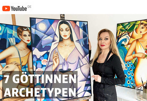 Künstlerin Ekaterina Moré mit ihren Bildern der sieben Göttinnen – YouTube-Videoreihe über weibliche Archetypen, Selbstentfaltung und Kunst