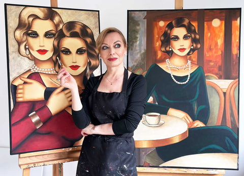 Elegante Frauenporträts im Stil von Feminine Glamourism – emotionale Kunst über Nähe, Selbstbild und innere Stärke