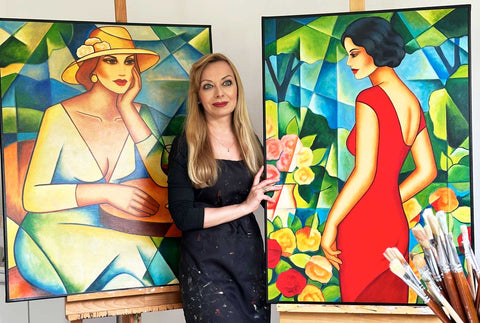 Frauenporträts von Ekaterina Moré im Atelier – inspiriert vom Kubismus, neu interpretiert im Stil Flowismus