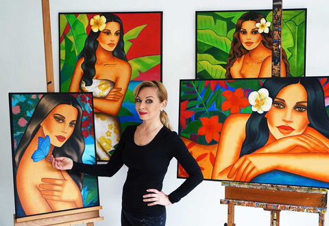 Paradiesische Motive - Frauenporträts von Ekaterina Moré im modernen Art Deco Stil