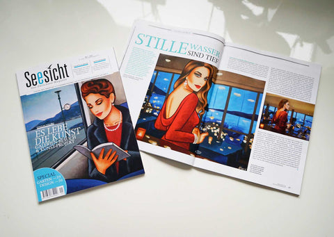 Frauenporträt von Ekaterina Moré auf dem Cover des Magazins Seesicht – Zürichsee-Projekt über weibliche Schönheit und Tiefe