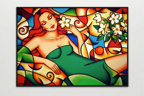 Weibliche Figur mit Früchten und Blumen – Symbol für Fülle, Fruchtbarkeit und mütterliche Schöpfungskraft.