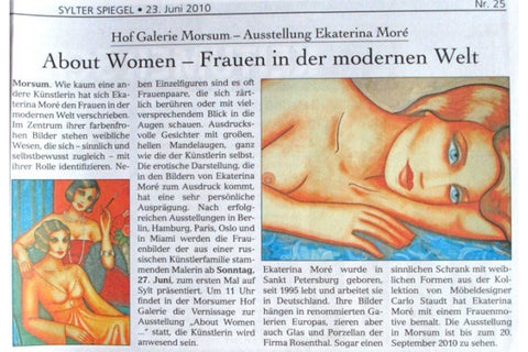 Sylter Spiegel berichtet über die Ausstellung von Ekaterina Moré auf Sylt