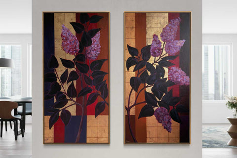 Originalgemälde "Floral Glamourism" - Blumenbilder im Art Deco Stil