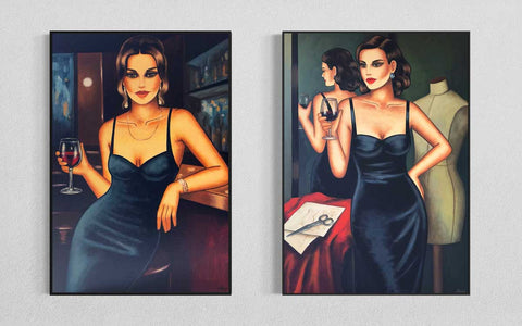 Sinnliche Originalgemälde - Frauenporträts mit Wein in der Online-Galerie kaufen
