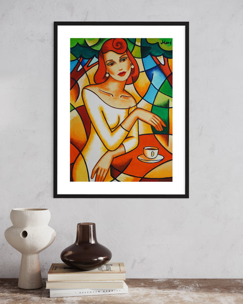 Original auf Papier "Im Café", 50x70cm