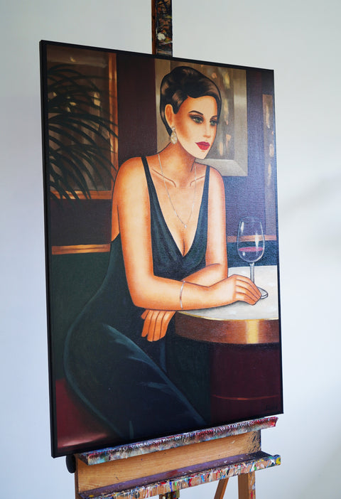 "Midnight Elegance in Thought", 100x70cm