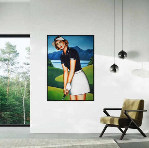 Frauenporträt Golferin im modernen Art Deco Stil - Raumansicht