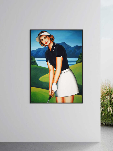Frauenporträt Golferin im modernen Art Deco Stil - Raumansicht