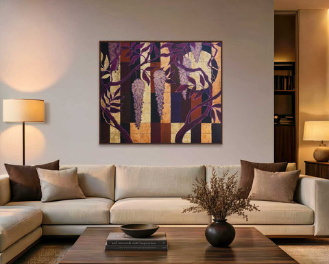 Moderne Kunst für Wohnzimmer - Originalgemälde Wisteria Dreams kaufen