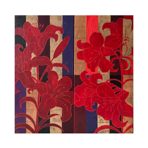 "The Heat of Lilies", 100x100cm