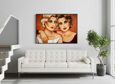 Before We Go - Zwei Frauen - Emotionales Frauenporträt im Art Deco Stil kaufen