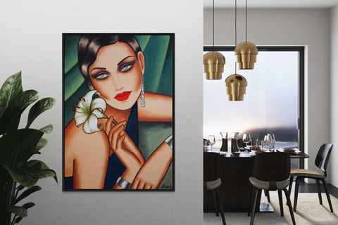Feminine Glamourism – Originalgemälde im Art Deco Stil