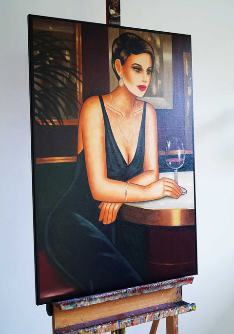 "Midnight Elegance in Thought", 100x70cm