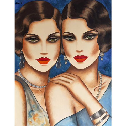 Beyond the Gaze – elegantes Doppelporträt zweier Frauen auf Papier