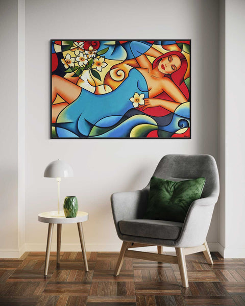 Frauenporträt „In Colorful Silence“ aus der Serie "Dolce far niente" - im Interior