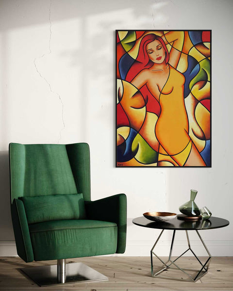 "Rhythm of Color“ Frauenporträt voller Lebensfreude - Raumansicht