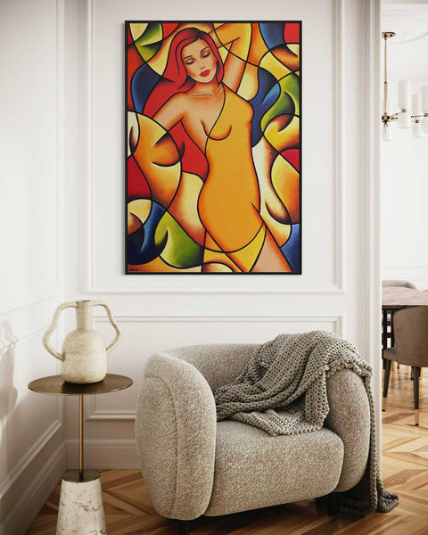 "Rhythm of Color“ Frauenporträt voller Lebensfreude -im Interior