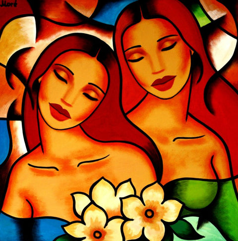 zwei kubistisch gemalte Frauen von Ekaterina Moré