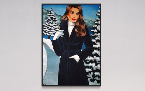 Ekaterina Moré - "White Melody" Acrylbild Wintermotiv einer Frau im Schnee