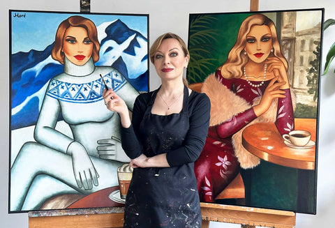 Retro-Mode Kunst - exklusive Originalgemälde von Ekaterina Moré 