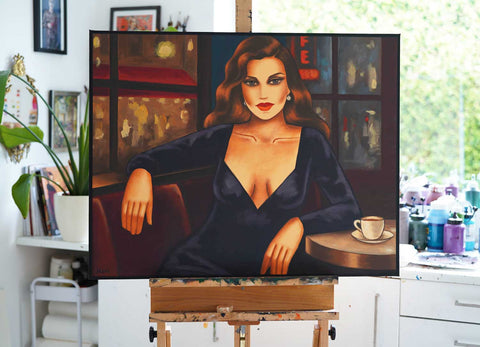"Café der verlorenen Blicke", 75x95 cm
