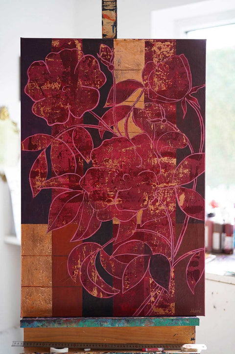 "Crimson Afterglow", 60x90cm