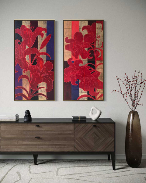 "The Heat of Lilies", 100x100cm
