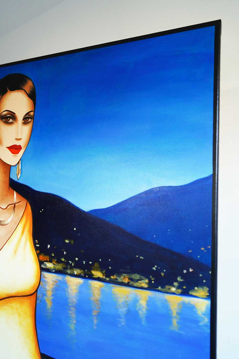 "Glowing Serenity by the Lakeside", 140x100cm