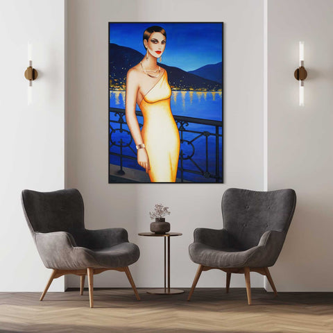 "Glowing Serenity by the Lakeside", 140x100cm