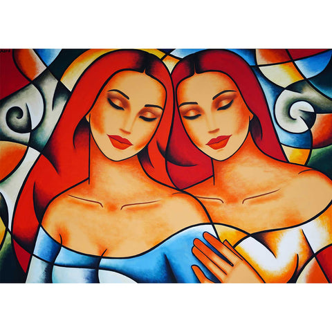 Unter Frauen – großformatiges Gemälde über Frauenfreundschaft und weibliche Verbundenheit