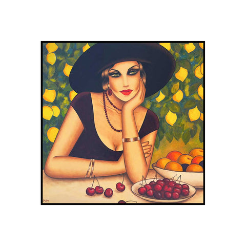 Mediterrane Sommerträume – Originalgemälde im Art Deco Stil - Frauenporträt