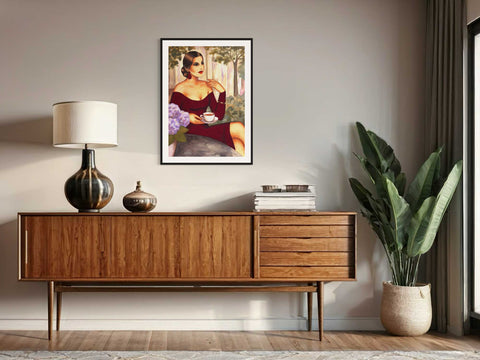 Original auf Papier "Rubinrote Teestunde", 100x70cm